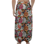 Asian Chrysanthemum Pattern Print Lantern Pants
