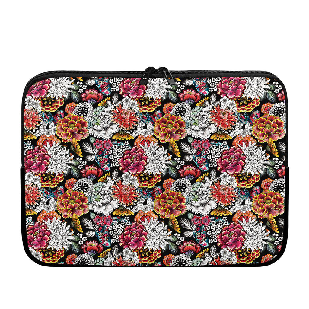 Asian Chrysanthemum Pattern Print Laptop Sleeve