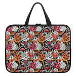 Asian Chrysanthemum Pattern Print Laptop Sleeve With Handle