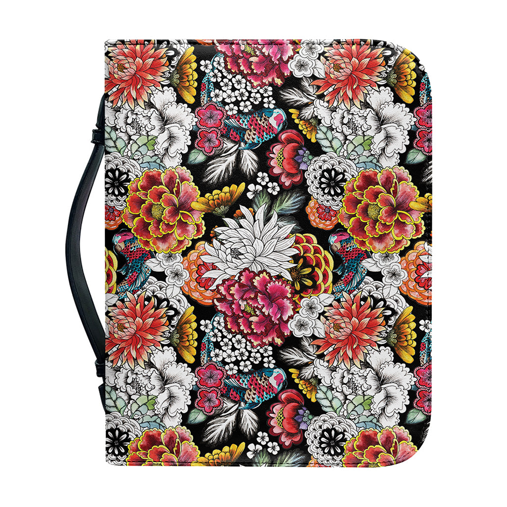 Asian Chrysanthemum Pattern Print Leather Bible Cover