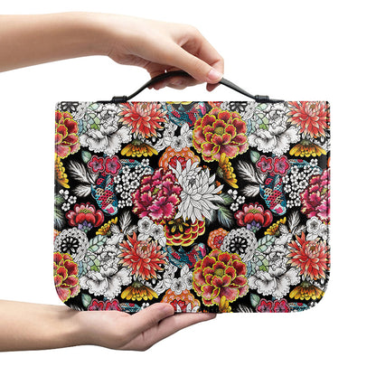 Asian Chrysanthemum Pattern Print Leather Bible Cover