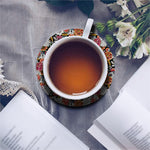 Asian Chrysanthemum Pattern Print Leather Coaster Set