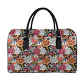 Asian Chrysanthemum Pattern Print Leather Duffel Bag