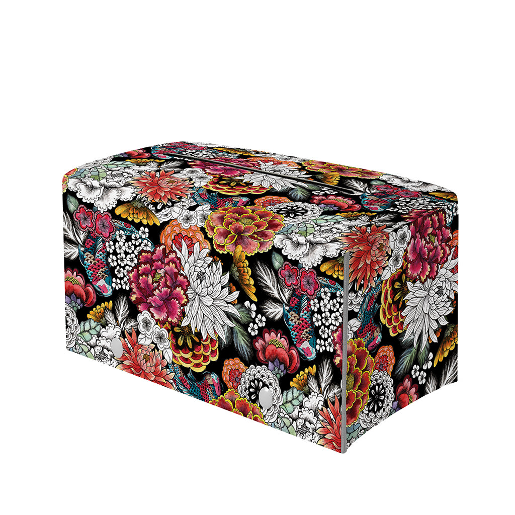 Asian Chrysanthemum Pattern Print Leather Tissue Box Cover