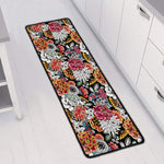Asian Chrysanthemum Pattern Print Long Kitchen Mat