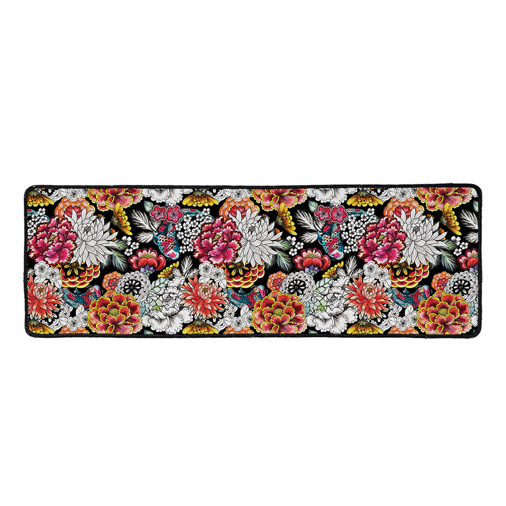 Asian Chrysanthemum Pattern Print Long Kitchen Mat
