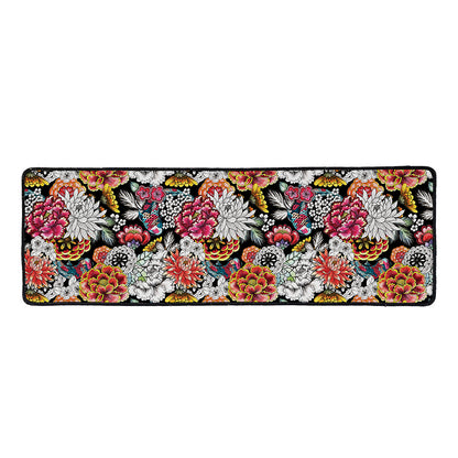 Asian Chrysanthemum Pattern Print Long Kitchen Mat