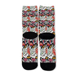 Asian Chrysanthemum Pattern Print Long Socks