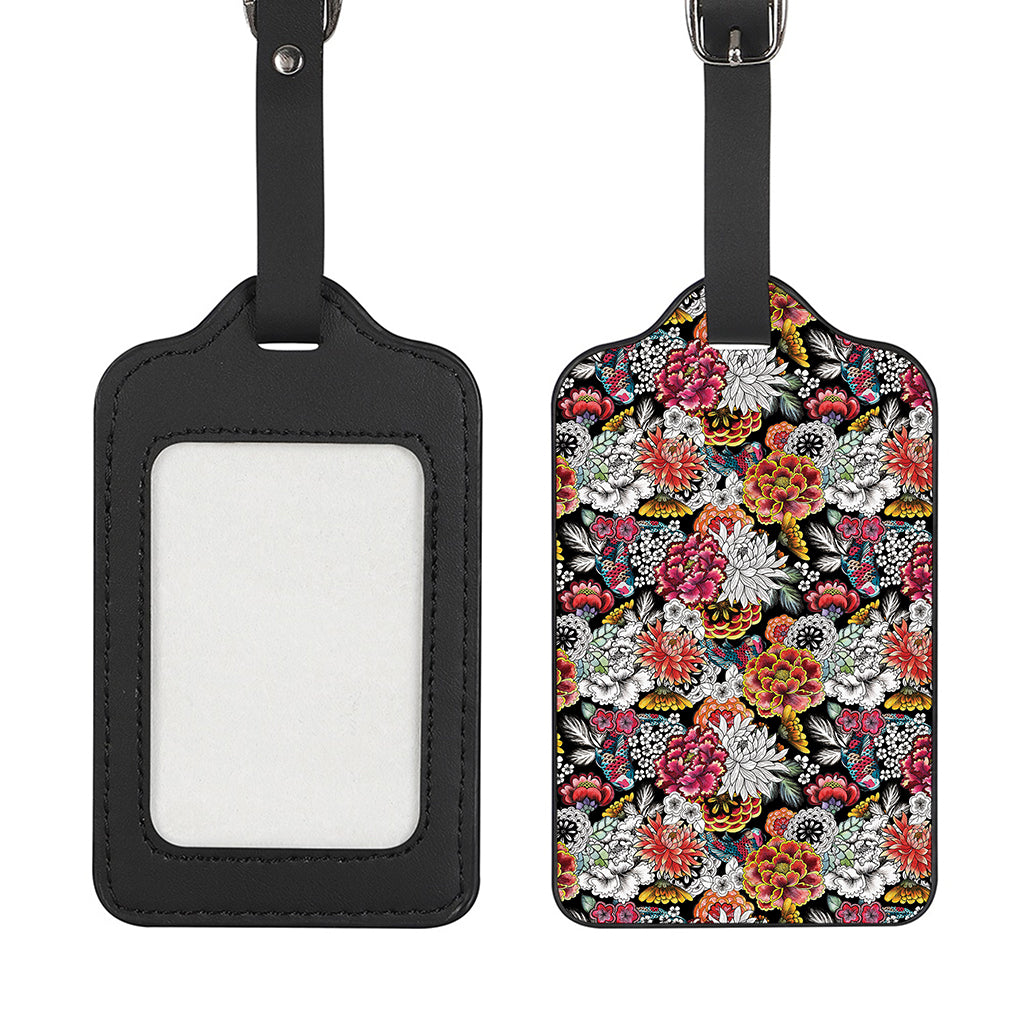 Asian Chrysanthemum Pattern Print Luggage Tag