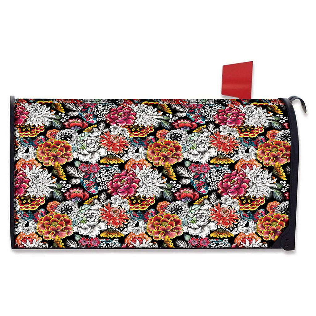 Asian Chrysanthemum Pattern Print Mailbox Cover