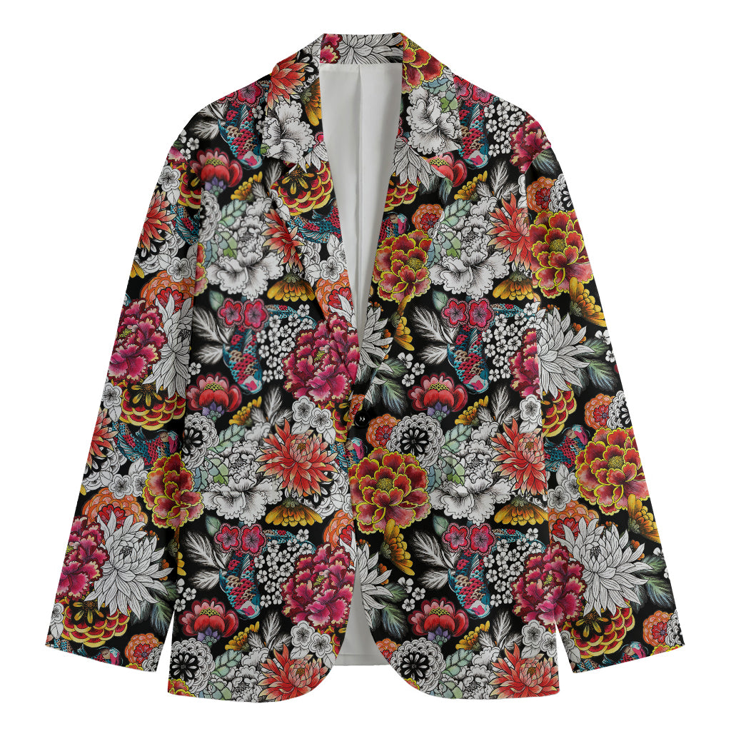 Asian Chrysanthemum Pattern Print Men's Blazer