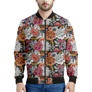 Asian Chrysanthemum Pattern Print Men's Bomber Jacket