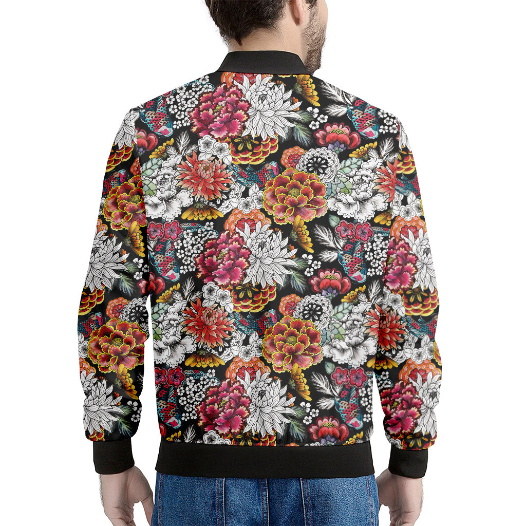 Asian Chrysanthemum Pattern Print Men's Bomber Jacket