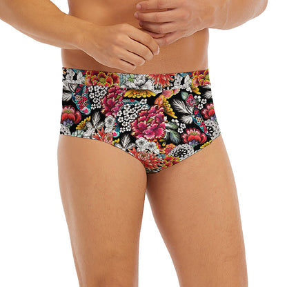 Asian Chrysanthemum Pattern Print Men's Briefs