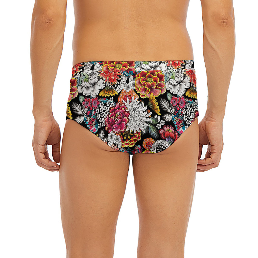 Asian Chrysanthemum Pattern Print Men's Briefs