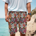 Asian Chrysanthemum Pattern Print Men's Cargo Shorts