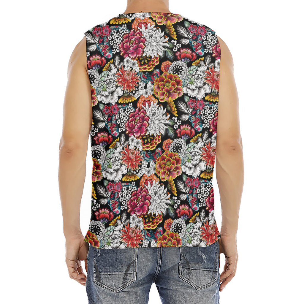Asian Chrysanthemum Pattern Print Men's Fitness Tank Top