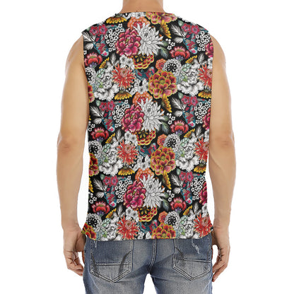 Asian Chrysanthemum Pattern Print Men's Fitness Tank Top