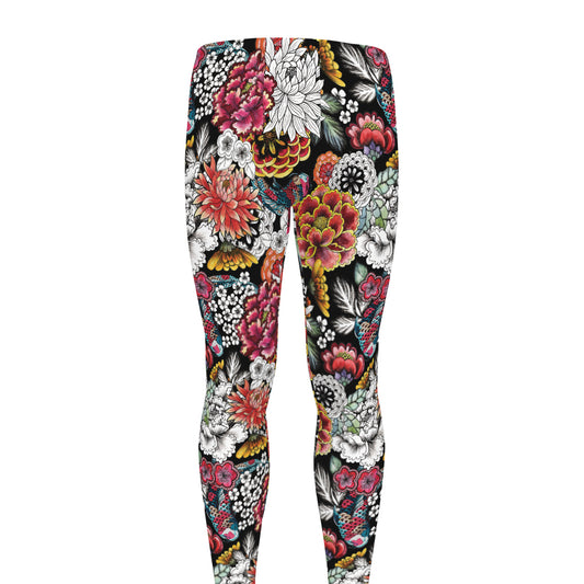 Asian Chrysanthemum Pattern Print Men's leggings