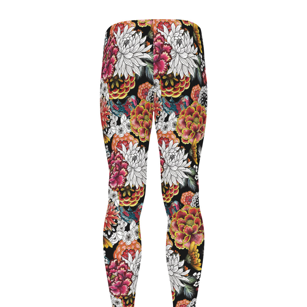 Asian Chrysanthemum Pattern Print Men's leggings