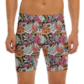 Asian Chrysanthemum Pattern Print Men's Long Boxer Briefs