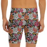 Asian Chrysanthemum Pattern Print Men's Long Boxer Briefs