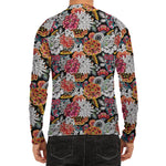 Asian Chrysanthemum Pattern Print Men's Long Sleeve Rash Guard