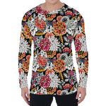 Asian Chrysanthemum Pattern Print Men's Long Sleeve T-Shirt