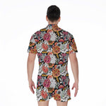 Asian Chrysanthemum Pattern Print Men's Rompers