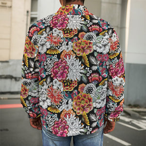 Asian Chrysanthemum Pattern Print Men's Shirt Jacket