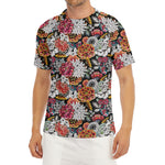 Asian Chrysanthemum Pattern Print Men's Short Sleeve Rash Guard