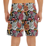 Asian Chrysanthemum Pattern Print Men's Split Running Shorts