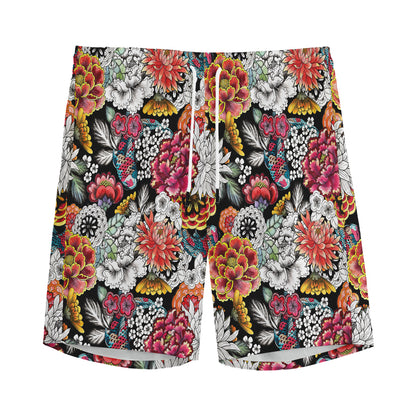 Asian Chrysanthemum Pattern Print Men's Sports Shorts