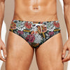 Asian Chrysanthemum Pattern Print Men's Swim Briefs