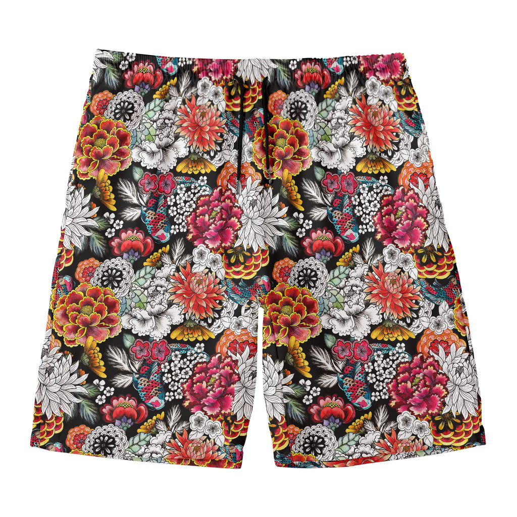 Asian Chrysanthemum Pattern Print Men's Swim Trunks