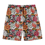 Asian Chrysanthemum Pattern Print Men's Swim Trunks