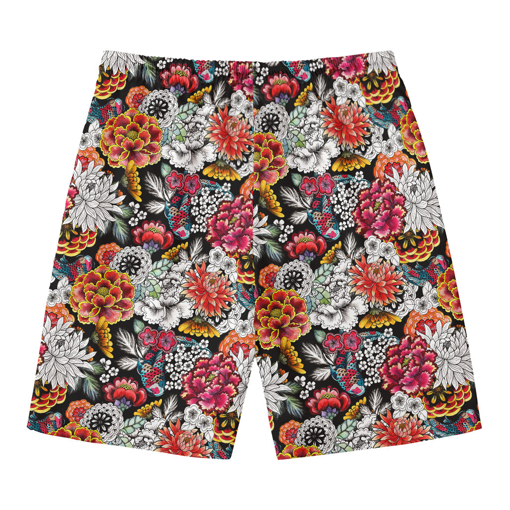 Asian Chrysanthemum Pattern Print Men's Swim Trunks