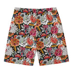 Asian Chrysanthemum Pattern Print Men's Swim Trunks