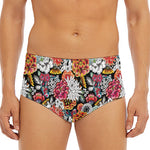 Asian Chrysanthemum Pattern Print Men's Triangle Swim Briefs