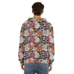 Asian Chrysanthemum Pattern Print Men's Velvet Pullover Hoodie