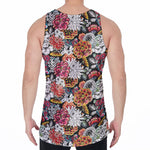 Asian Chrysanthemum Pattern Print Men's Velvet Tank Top