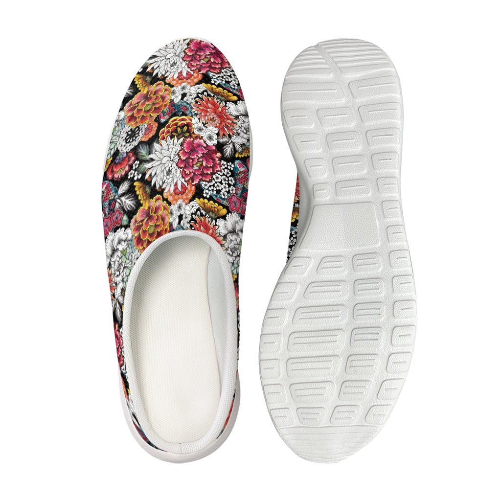 Asian Chrysanthemum Pattern Print Mesh Casual Shoes