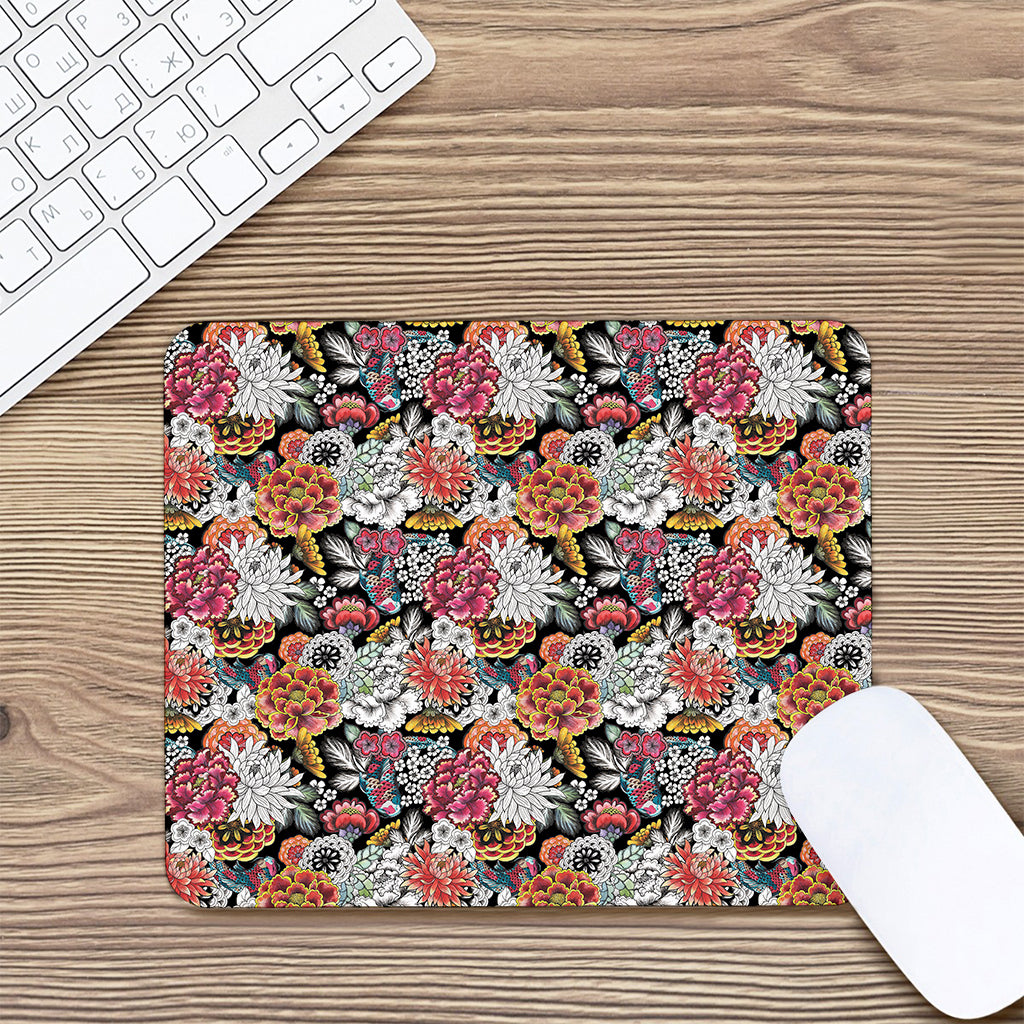 Asian Chrysanthemum Pattern Print Mouse Pad