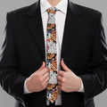 Asian Chrysanthemum Pattern Print Necktie