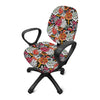 Asian Chrysanthemum Pattern Print Office Chair Cover