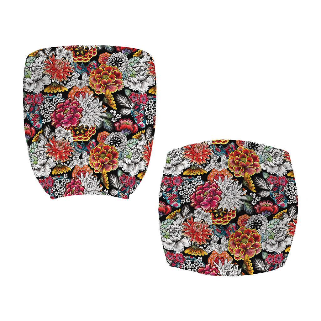 Asian Chrysanthemum Pattern Print Office Chair Cover
