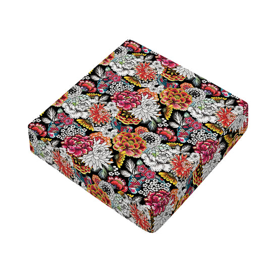 Asian Chrysanthemum Pattern Print Outdoor Seat Cushion Cover