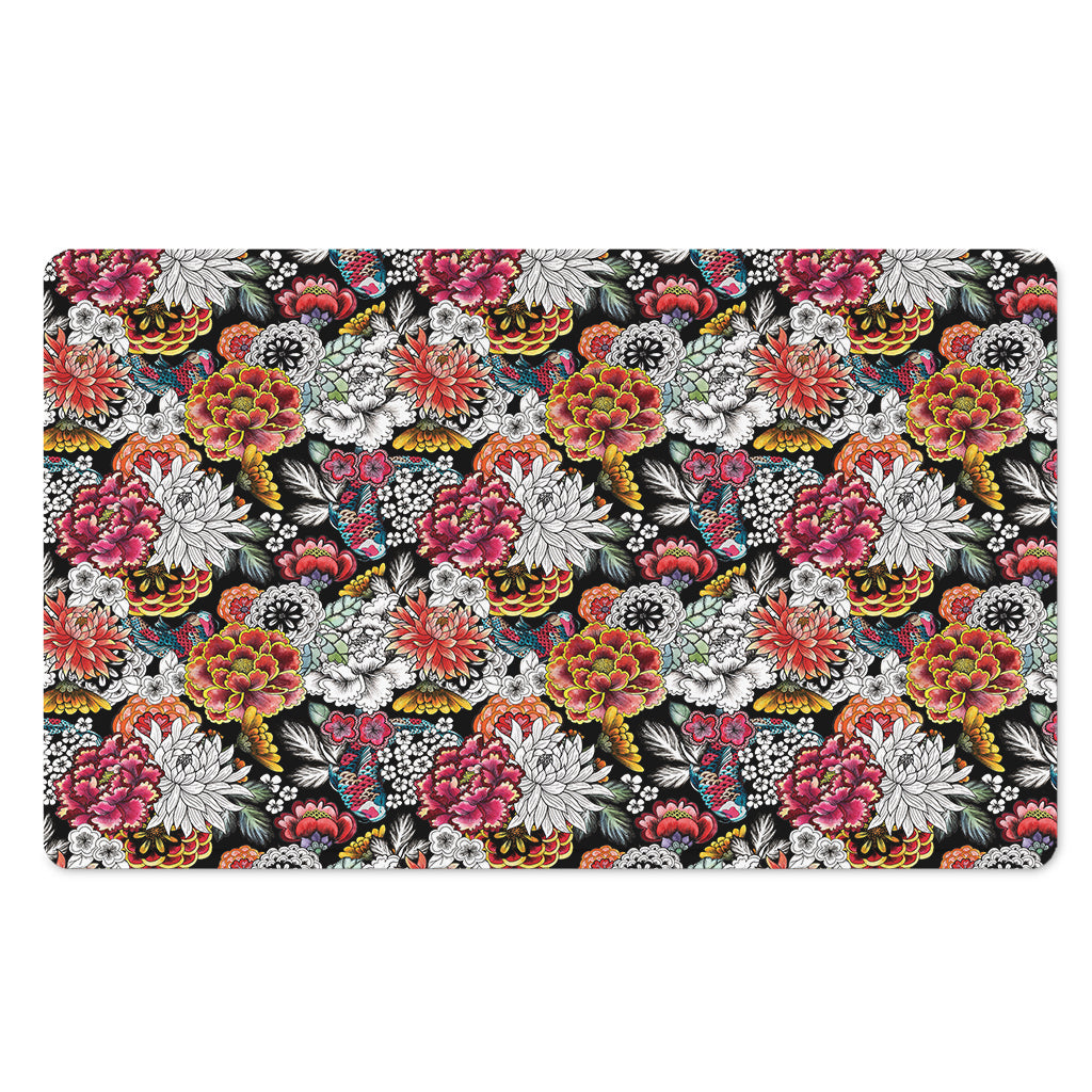 Asian Chrysanthemum Pattern Print Polyester Doormat