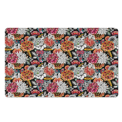 Asian Chrysanthemum Pattern Print Polyester Doormat