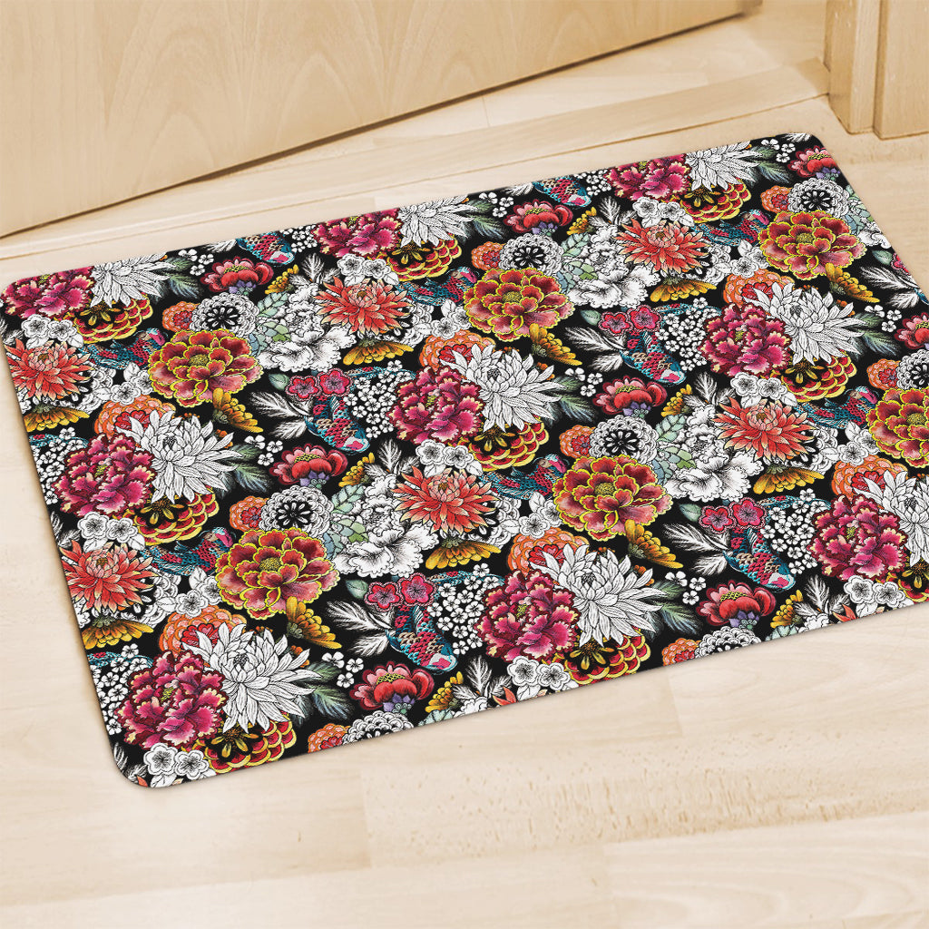 Asian Chrysanthemum Pattern Print Polyester Doormat
